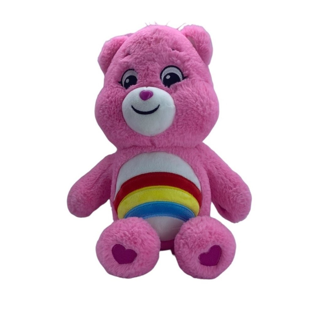 Care Bears Cheer Bear Pink Rainbow Teddy Bear Plush Toy Stuffed Animal 14"